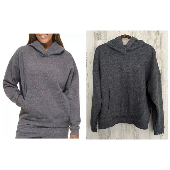 Calvin Klein Women’s Hoodie Large Heathered Gray Pullover Kangaroo Pocket - Picture 1 of 10